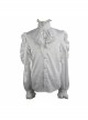 White Jacquard High Collar Flounces Long Sleeves Lace Cuff Gothic Shirt