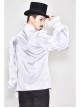 White Jacquard High Collar Flounces Long Sleeves Lace Cuff Gothic Shirt