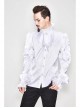 White Jacquard High Collar Flounces Long Sleeves Lace Cuff Gothic Shirt