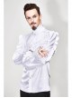 White Jacquard High Collar Flounces Long Sleeves Lace Cuff Gothic Shirt