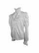 White Jacquard High Collar Flounces Long Sleeves Lace Cuff Gothic Shirt