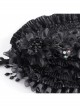 Dark And Elegant Black Pleated Layered Flowers With Glass Pendant Decoration Gothic Style Gorgeous Dress Hat