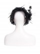 Dark And Elegant Black Pleated Layered Flowers With Glass Pendant Decoration Gothic Style Gorgeous Dress Hat