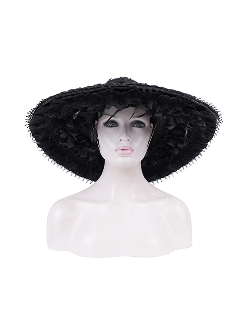 Halloween Death Note Black Layered Gothic Style Elegant Dress Hat
