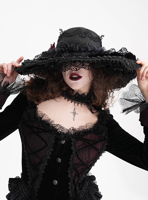 Halloween Death Note Black Layered Gothic Style Elegant Dress Hat