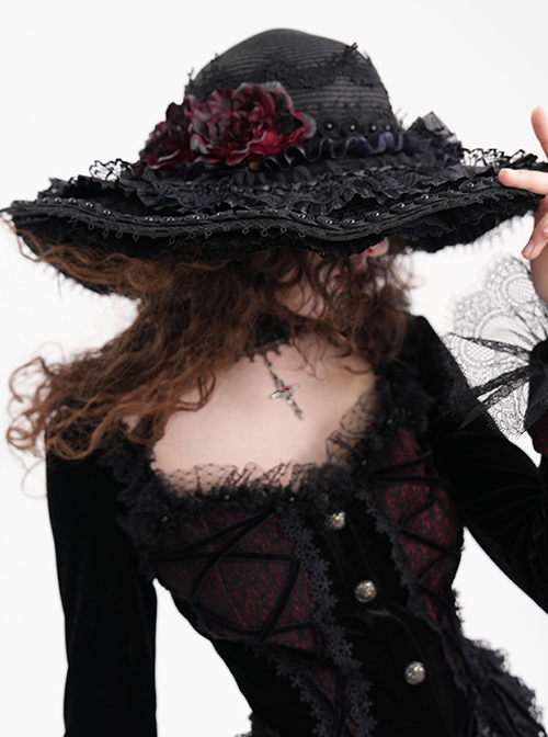 Halloween Death Note Black Layered Gothic Style Elegant Dress Hat