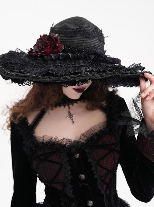 Halloween Death Note Black Layered Gothic Style Elegant Dress Hat