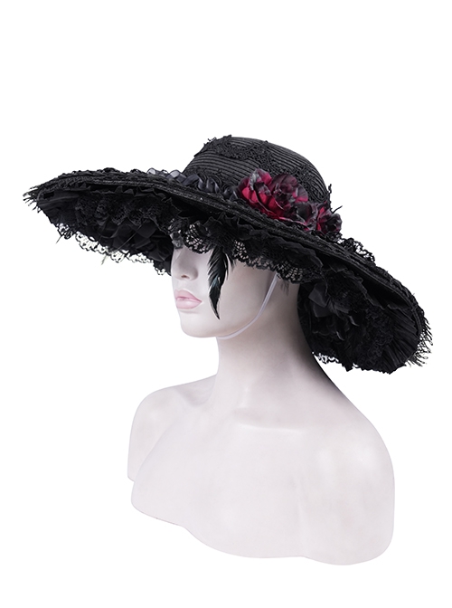 Halloween Death Note Black Layered Gothic Style Elegant Dress Hat