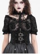 Black Palace Retro With Embroidery Lace Decoration Gothic Style Adjustable Gorgeous Waist Seal