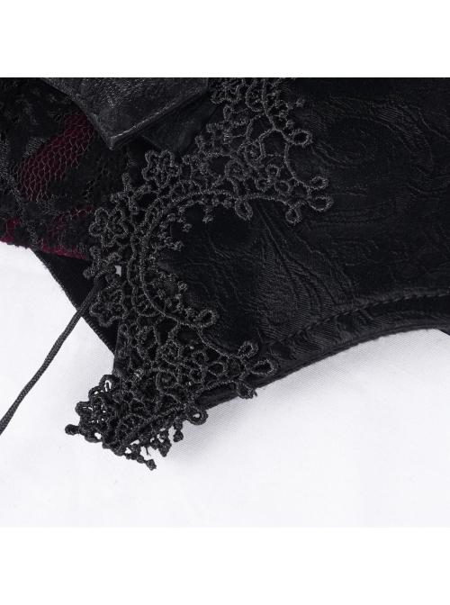 Black Palace Retro With Embroidery Lace Decoration Gothic Style Adjustable Gorgeous Waist Seal