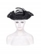 Personalized Black Lace Ruffles With Feather Decoration Gothic Pirate Tricorn Hat