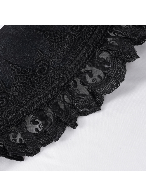 Personalized Black Lace Ruffles With Feather Decoration Gothic Pirate Tricorn Hat