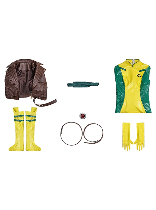 X-Men Rogue Halloween Bodysuit Cosplay Costume Full Set