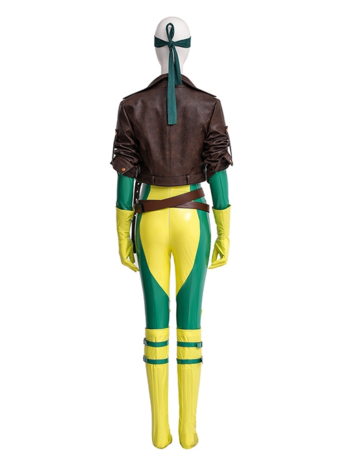 X-Men Rogue Halloween Bodysuit Cosplay Costume Full Set
