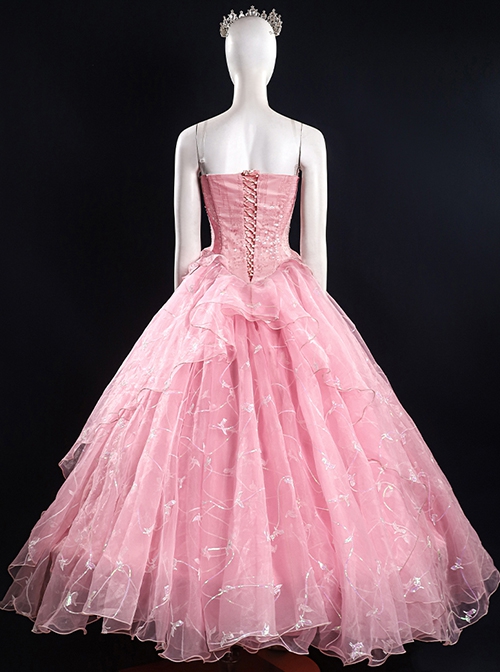 Movie Wicked Glinda Pink Wedding Dress Halloween Cosplay Costume Full Set