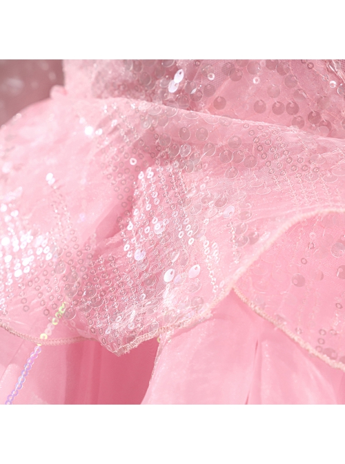 Movie Wicked Glinda Pink Wedding Dress Halloween Cosplay Costume Full Set