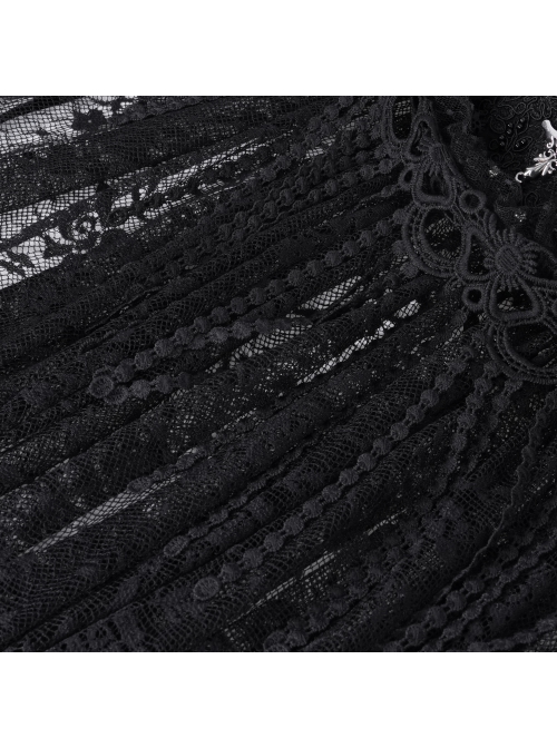 Halloween Black Long Lace Front Glass Pendant Decoration Gothic Style Lace Veil