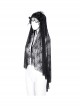 Halloween Black Long Lace Front Glass Pendant Decoration Gothic Style Lace Veil
