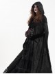 Dark Black Long Lace Mesh Lace With Hollow Mesh Hem Punk Style Cloak