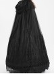 Dark Black Long Lace Mesh Lace With Hollow Mesh Hem Punk Style Cloak