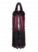 Dark Wine Red Long Lace Mesh Lace With Hollow Mesh Hem Punk Style Cloak