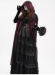 Dark Wine Red Long Lace Mesh Lace With Hollow Mesh Hem Punk Style Cloak