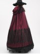 Dark Wine Red Long Lace Mesh Lace With Hollow Mesh Hem Punk Style Cloak