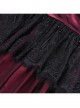 Dark Wine Red Long Lace Mesh Lace With Hollow Mesh Hem Punk Style Cloak