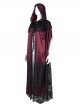 Dark Wine Red Long Lace Mesh Lace With Hollow Mesh Hem Punk Style Cloak