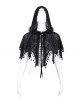 Personalized Black Slightly Transparent Spider Web Pattern With Exquisite Floral Lace Gothic Style Fashion Hooded Short Cloak