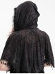 Personalized Black Slightly Transparent Spider Web Pattern With Exquisite Floral Lace Gothic Style Fashion Hooded Short Cloak