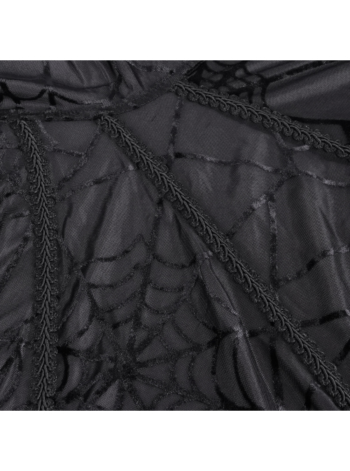 Personalized Black Slightly Transparent Spider Web Pattern With Exquisite Floral Lace Gothic Style Fashion Hooded Short Cloak