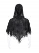 Personalized Black Slightly Transparent Spider Web Pattern With Exquisite Floral Lace Gothic Style Fashion Hooded Short Cloak