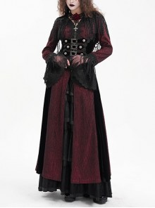 Personalized Wine Red Tassel Pendant With Exquisite Japanese Buckle Back Tie Rope Design Gothic Style Hooded Long Sleeved Jacket