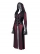 Personalized Wine Red Tassel Pendant With Exquisite Japanese Buckle Back Tie Rope Design Gothic Style Hooded Long Sleeved Jacket