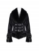 Black Warm Woolen Exquisitely Printed With Chinese And Japanese Buttons On The Front Gothic Style Long Sleeved Jacket
