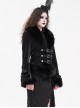 Black Warm Woolen Exquisitely Printed With Chinese And Japanese Buttons On The Front Gothic Style Long Sleeved Jacket