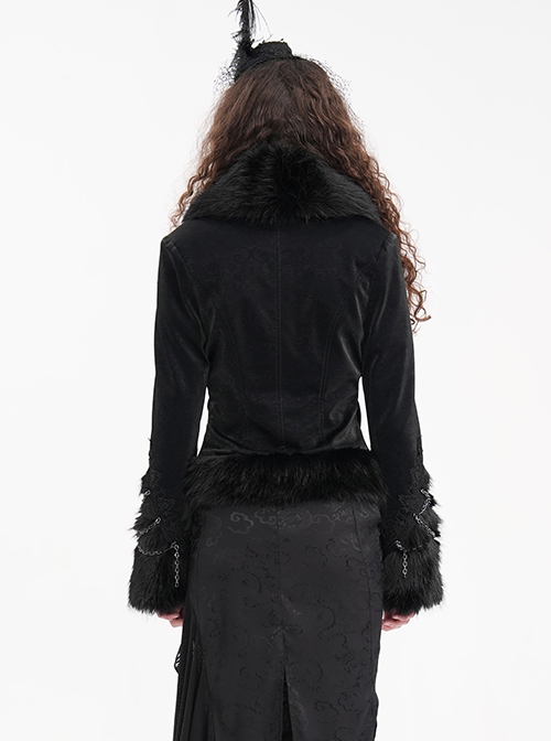 Black Warm Woolen Exquisitely Printed With Chinese And Japanese Buttons On The Front Gothic Style Long Sleeved Jacket