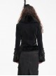 Black Warm Woolen Exquisitely Printed With Chinese And Japanese Buttons On The Front Gothic Style Long Sleeved Jacket