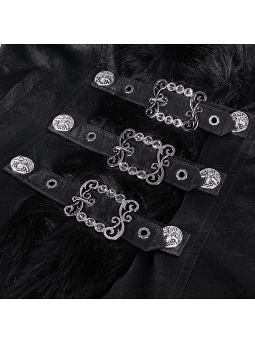 Black Warm Woolen Exquisitely Printed With Chinese And Japanese Buttons On The Front Gothic Style Long Sleeved Jacket