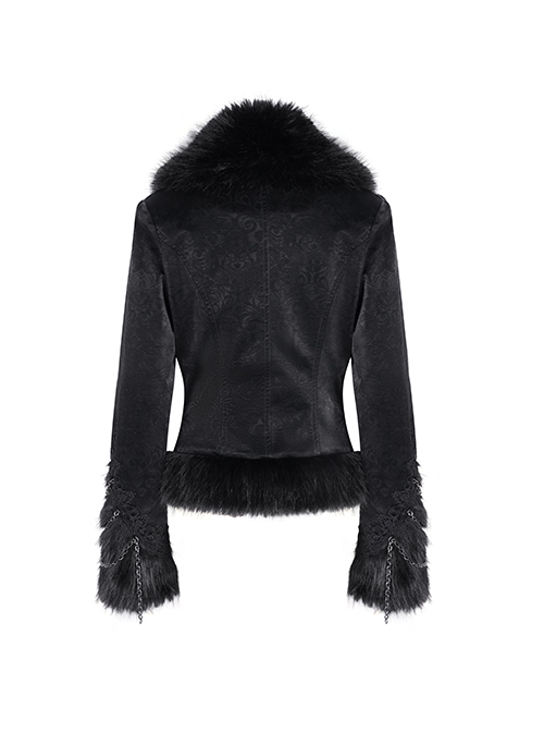 Black Warm Woolen Exquisitely Printed With Chinese And Japanese Buttons On The Front Gothic Style Long Sleeved Jacket