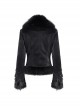 Black Warm Woolen Exquisitely Printed With Chinese And Japanese Buttons On The Front Gothic Style Long Sleeved Jacket