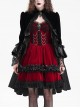 Elegant Black Front Center Hollow Gem Halter Neck With Pleated Lace Ruffled Gothic Style Long Sleeved Jacket