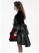 Elegant Black Front Center Hollow Gem Halter Neck With Pleated Lace Ruffled Gothic Style Long Sleeved Jacket