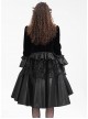 Elegant Black Front Center Hollow Gem Halter Neck With Pleated Lace Ruffled Gothic Style Long Sleeved Jacket