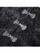 Elegant Black Front Center Hollow Exquisite Button With Pleated Lace Ruffled Gothic Style Long Sleeved Hooded Jacket