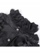 Black Woven Printed Pattern Shoulder Pleats With Layered Hem Gothic Style Stand Up Collar Long Sleeve Shirt