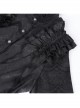 Black Woven Printed Pattern Shoulder Pleats With Layered Hem Gothic Style Stand Up Collar Long Sleeve Shirt