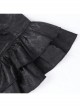 Black Woven Printed Pattern Shoulder Pleats With Layered Hem Gothic Style Stand Up Collar Long Sleeve Shirt