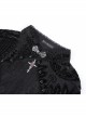 Sexy Black Flower Print With Hollow Mesh Long Sleeves A Delicate Cross Pendant Decoration Gothic Style Carved Top